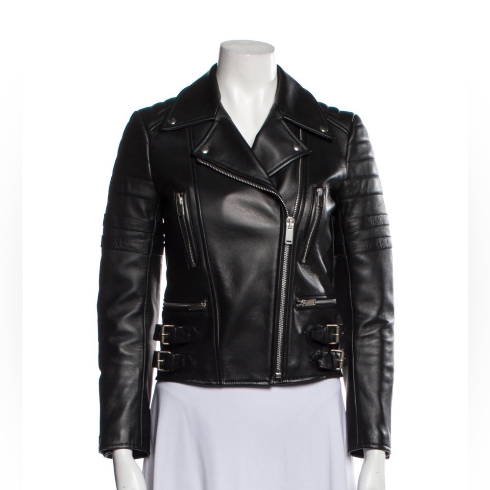 Celine black leather jacket size FR 34 (US 0 or US 2) mint condition.